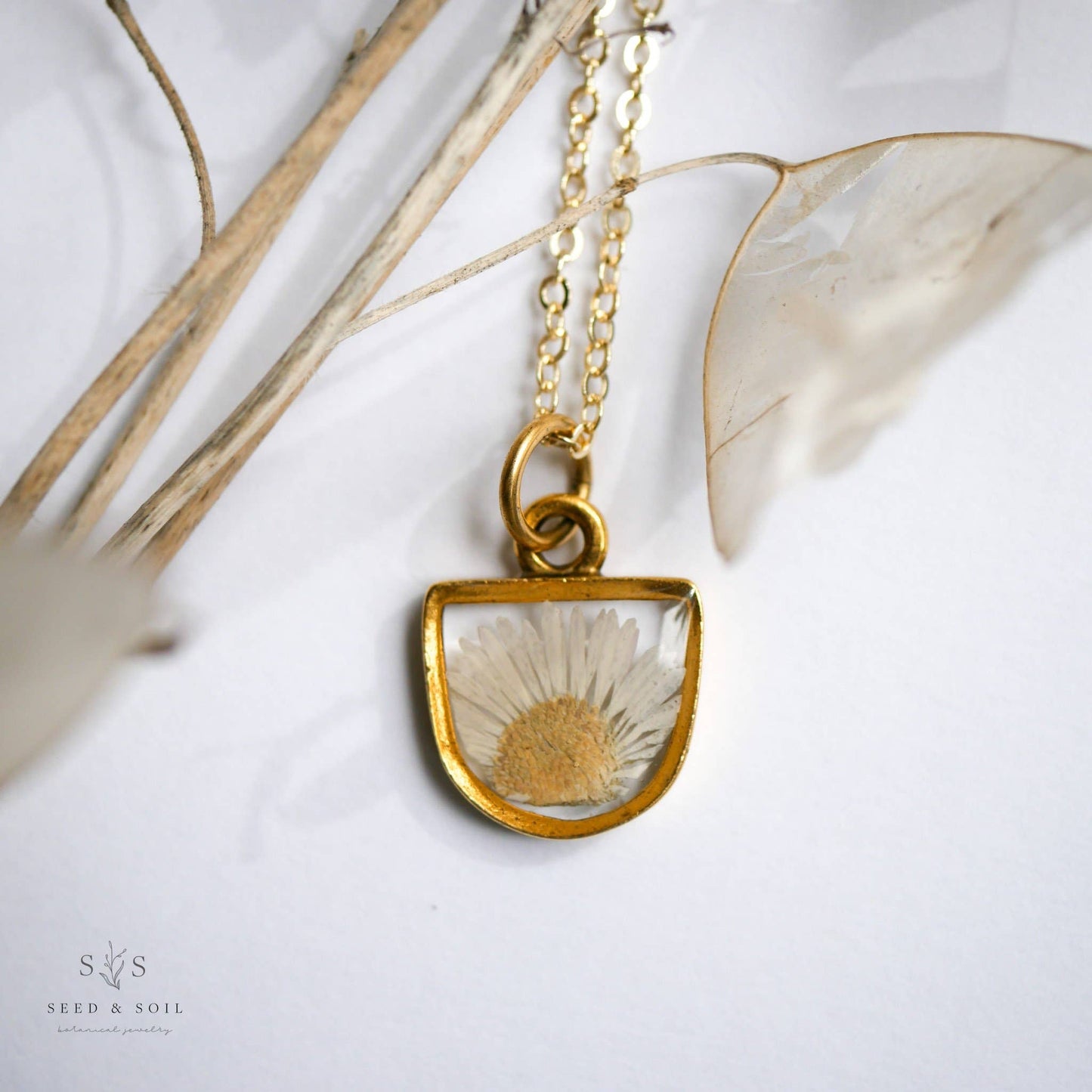 Daisy Half-Circle Pendant