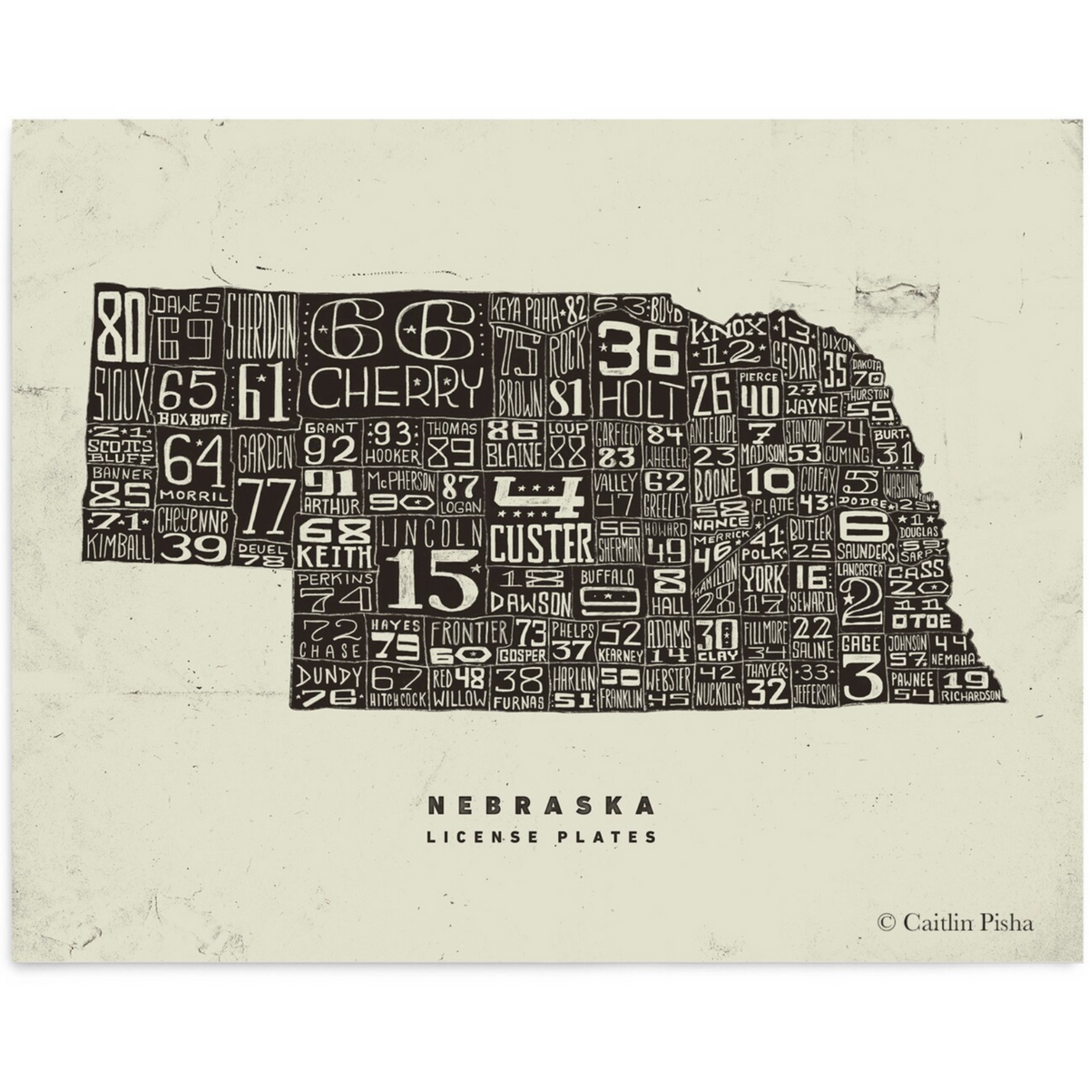 Nebraska License Plate Print