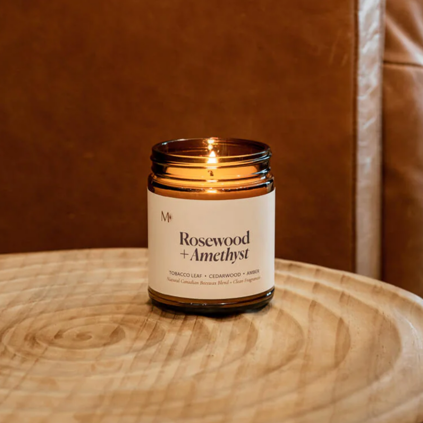 Rosewood + Amethyst Beeswax Blend Candle