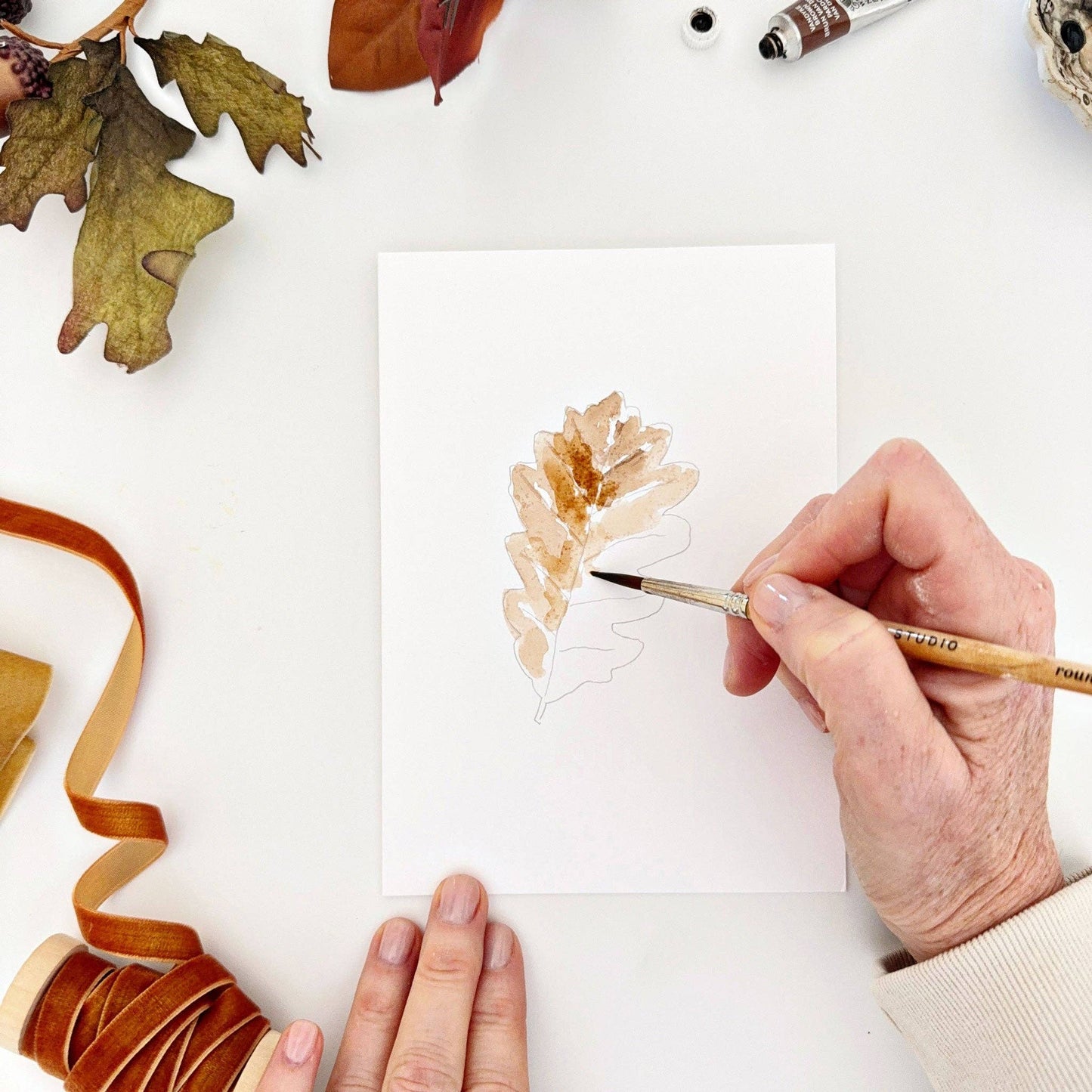 Fall Leaves Paintable Notecards