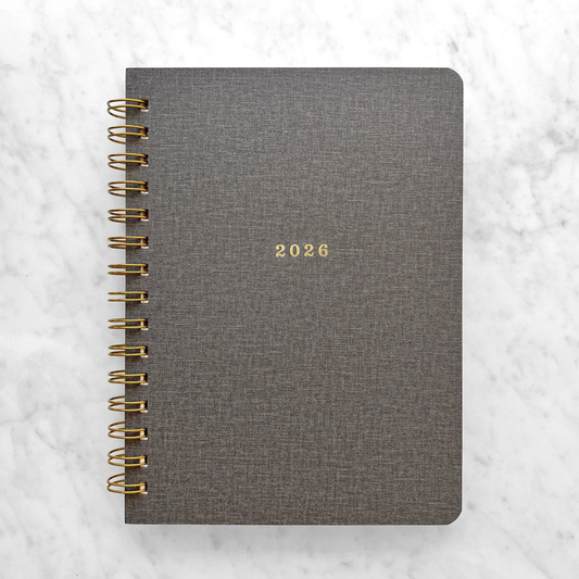12-Month Planner, Charcoal Bookcloth