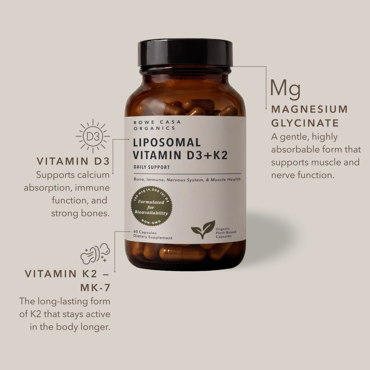 Liposomal Vitamin D3 + K2 Capsules