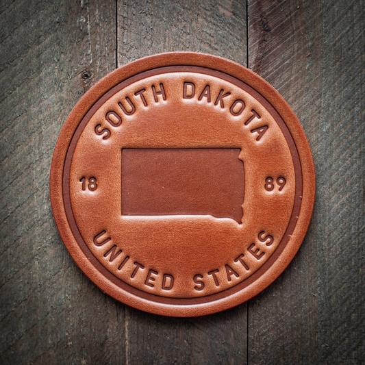 South Dakota State Silhouette Leather Coaster