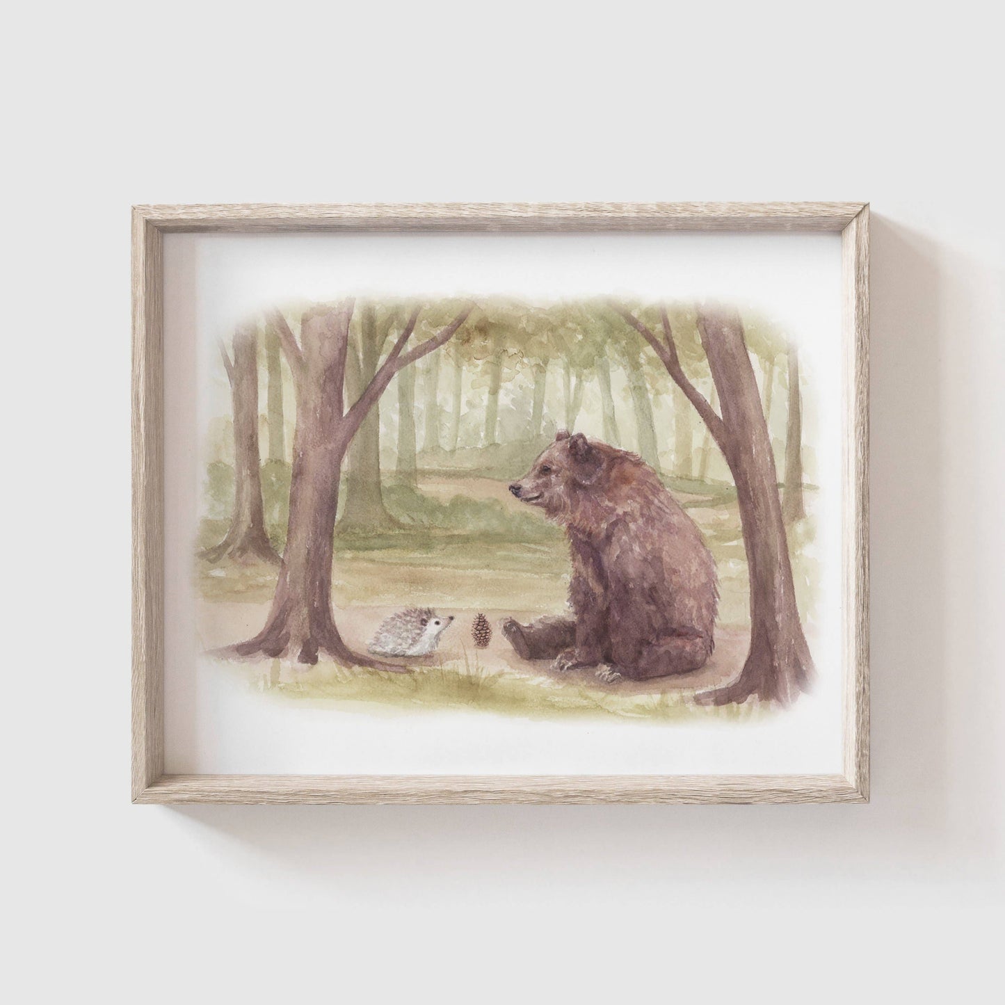 Hedgehog Meets Bear Art Print
