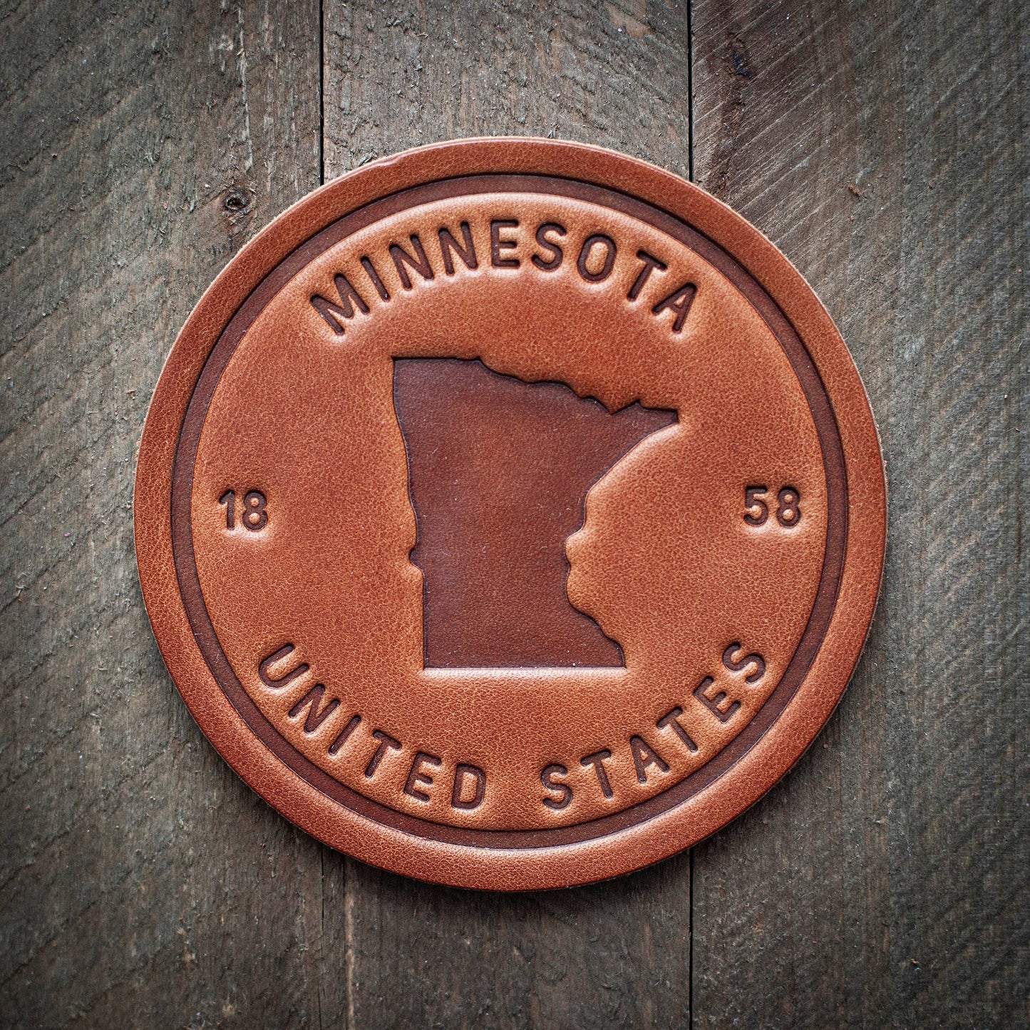 Minnesota State Silhouette Leather Coaster
