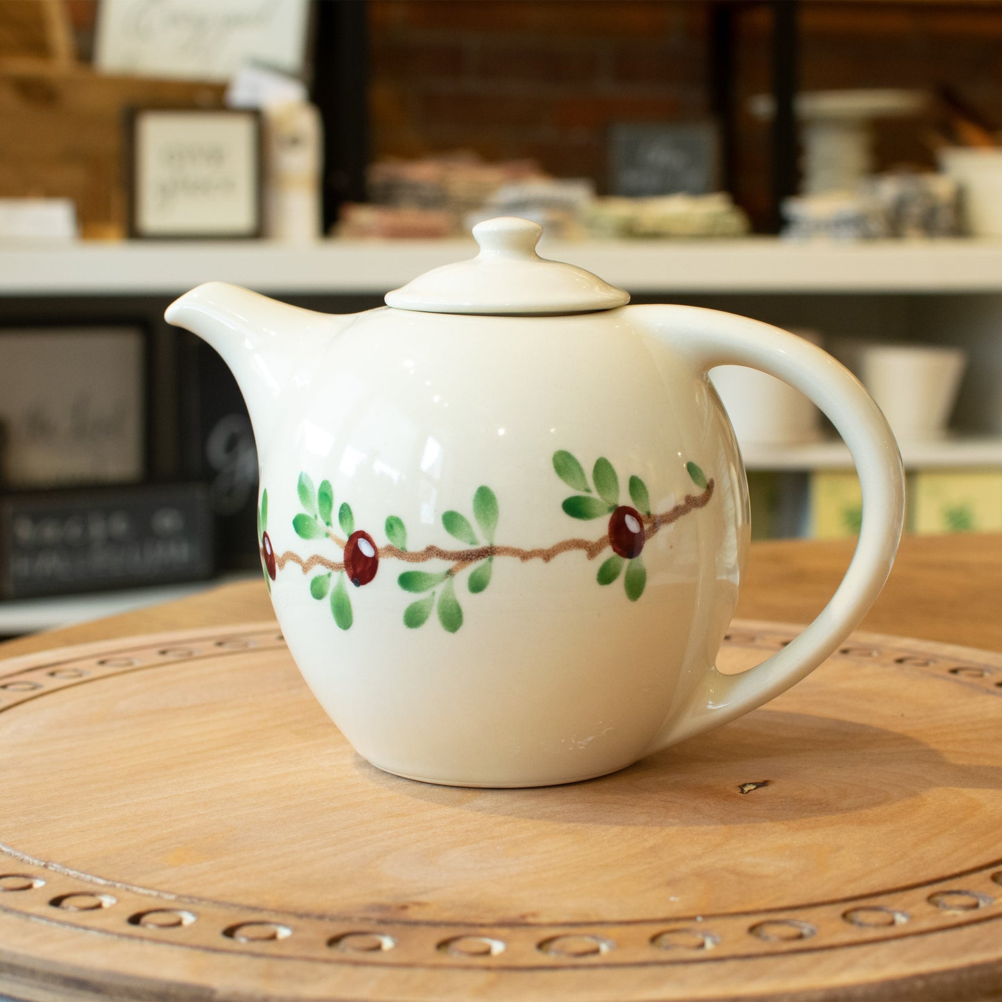 Cranberry Ceramic Teapot