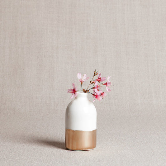 Minimalist White + Gold Bud Vase