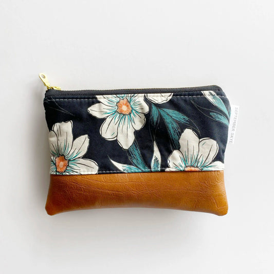 Black and White Floral Coin Purse